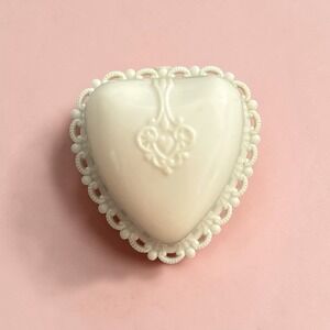Vintage Art Deco Dennison Heart Shaped Celluloid White Ring Presentation Box